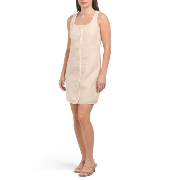 ELIE TAHARI Linen Sleeveless Square Neck Button Down Mini Dress - Picture 1 of 2